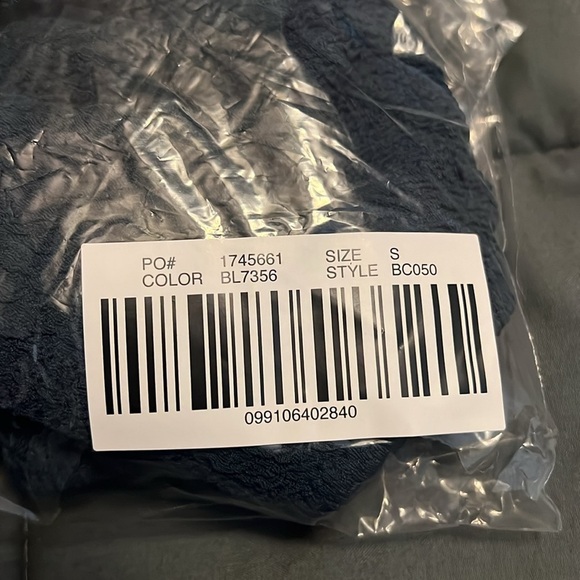 JCrew Textured Curved Waist Cheeky Bikini Navy Size Small NWT - Picture 6 of 6